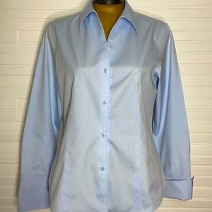 Jones New York Platinum Collection Blue non-iron blouse